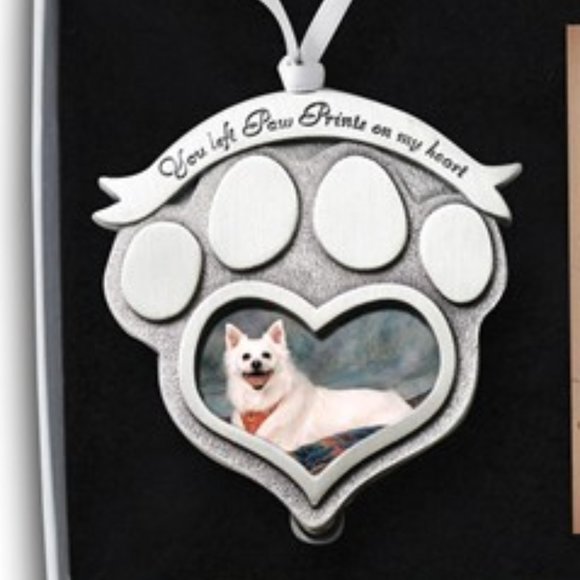 You Left Paw Prints On My Heart Memorial Holds 2 inch Photo Ornament - Picture 2 of 3